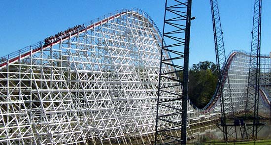 The Great American Scream Machine Rollercoaster At Six Flags Over Georgia, Austell, GA