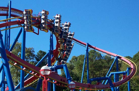 The Superman Ultimate Flight Rollercoaster At Six Flags Over Georgia, Austell, GA