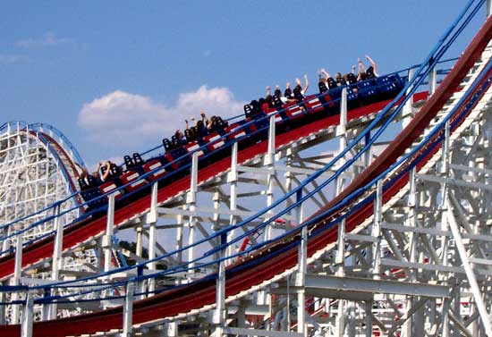 The Great American Scream Machine Rollercoaster at Six Flags Over Georgia, Austell, GA