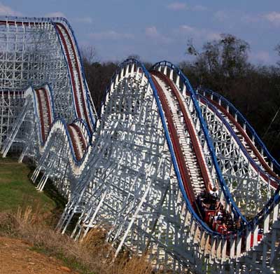 The Great American Scream Machine Rollercoaster at Six Flags Over Georgia, Austell, GA