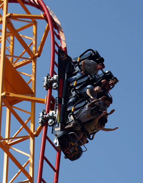 The new for 2011 Dare Devil Dive Roller Coaster at Six Flags Over Georgia, Austell, Georgia