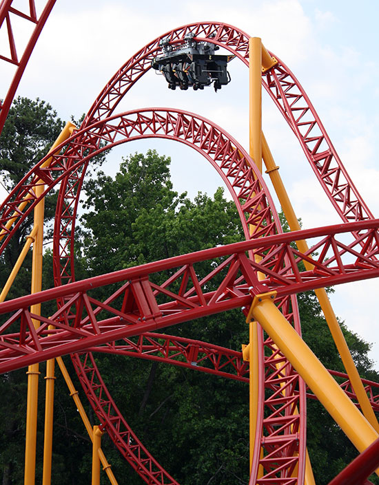 The new for 2011 Dare Devil Dive Roller Coaster at Six Flags Over Georgia, Austell, Georgia