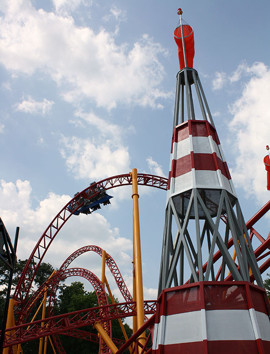 The new for 2011 Dare Devil Dive Roller Coaster at Six Flags Over Georgia, Austell, Georgia