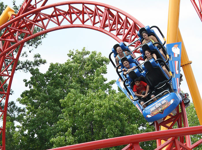 The new for 2011 Dare Devil Dive Roller Coaster at Six Flags Over Georgia, Austell, Georgia