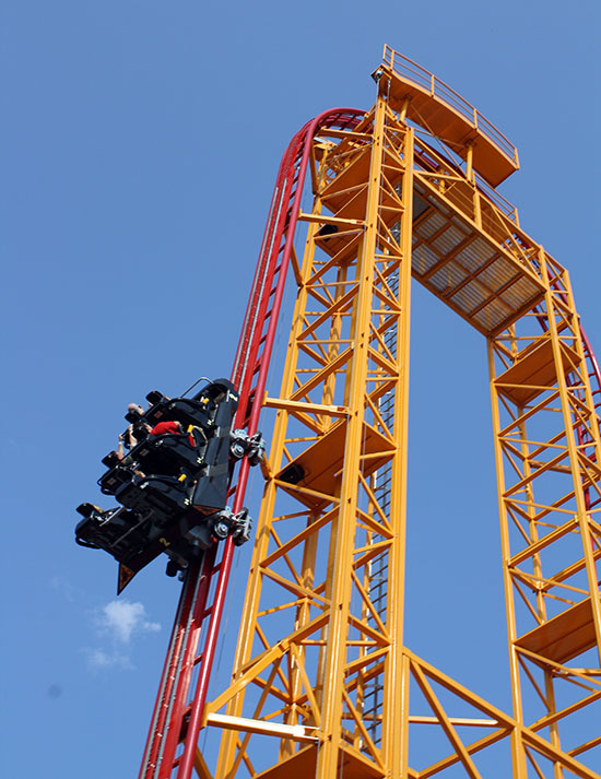 The new for 2011 Dare Devil Dive Roller Coaster at Six Flags Over Georgia, Austell, Georgia