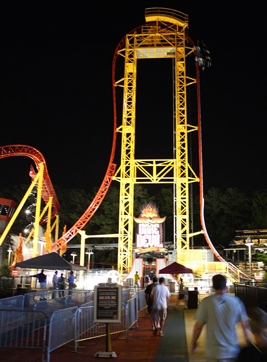 The new for 2011 Dare Devil Dive Roller Coaster at Six Flags Over Georgia, Austell, Georgia