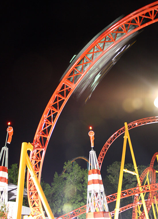 The new for 2011 Dare Devil Dive Roller Coaster at Six Flags Over Georgia, Austell, Georgia