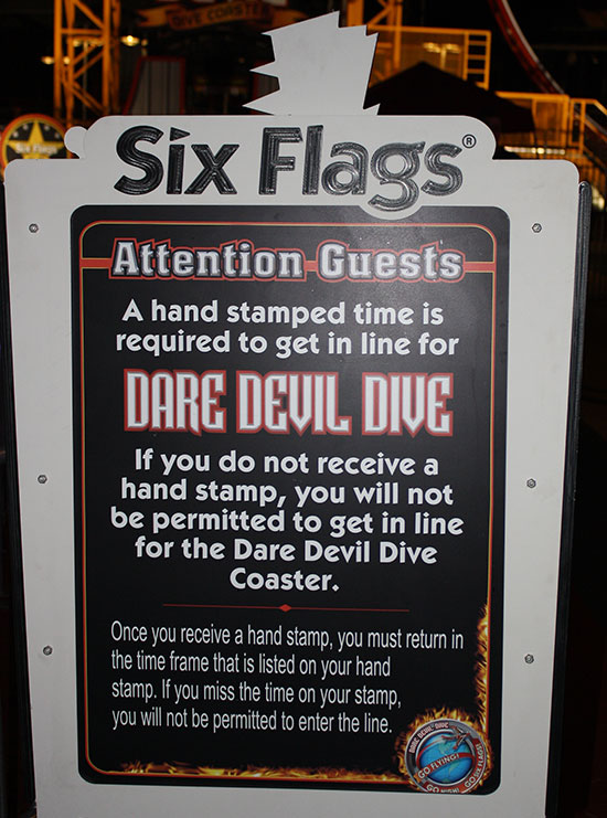 The new for 2011 Dare Devil Dive Roller Coaster at Six Flags Over Georgia, Austell, Georgia