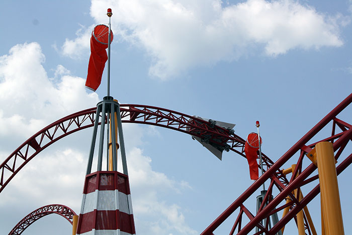 The new for 2011 Dare Devil Dive Roller Coaster at Six Flags Over Georgia, Austell, Georgia