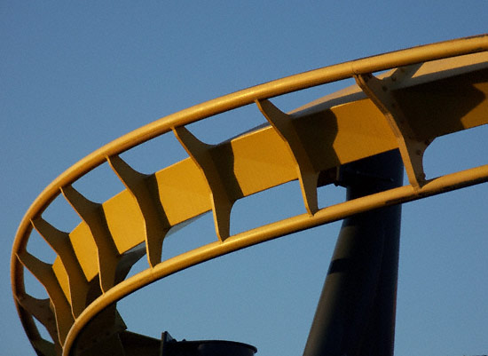 Batman The Ride in the early morning at Six Flags Over Texas, Arlington, TX