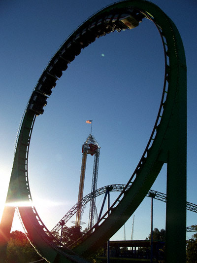 Shock Wave in the early morning at Six Flags Over Texas, Arlington, TX