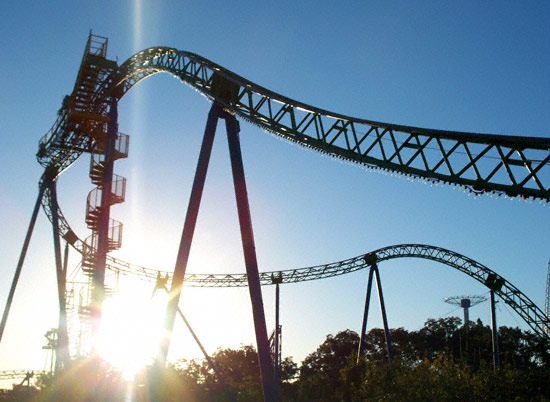 Shock Wave in the early morning at Six Flags Over Texas, Arlington, TX