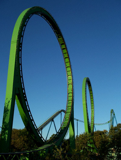 Shock Wave in the early morning at Six Flags Over Texas, Arlington, TX