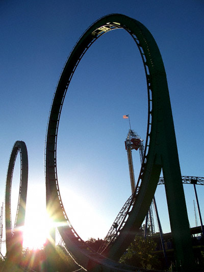 Shock Wave in the early morning at Six Flags Over Texas, Arlington, TX