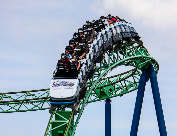 The Shock Wave / New Revolution Virtual Reality Rollercoaster at Six Flags Over Texas, Arlington, Texas