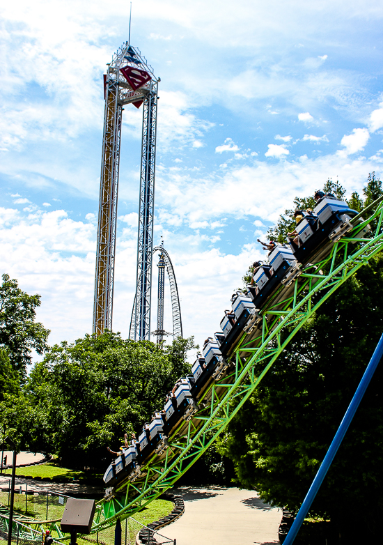 The Shock Wave / New Revolution Virtual Reality Rollercoaster at Six Flags Over Texas, Arlington, Texas