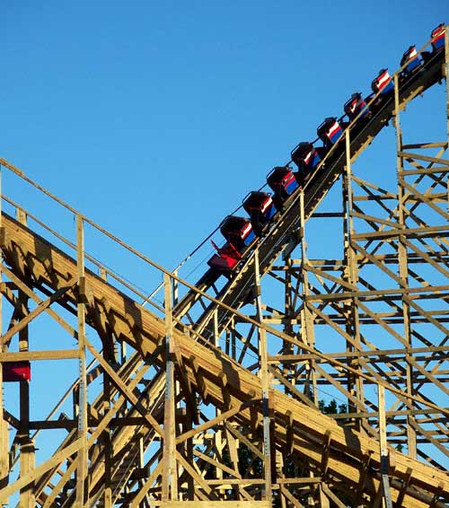 The New For 2008 Evel Knievel Rollercoaster at Six Flags St. Louis, Eureka, Missouri