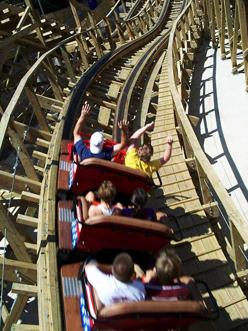 The New For 2008 Evel Knievel Rollercoaster at Six Flags St. Louis, Eureka, Missouri