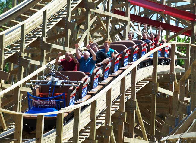 The New For 2008 Evel Knievel Rollercoaster at Six Flags St. Louis, Eureka, Missouri