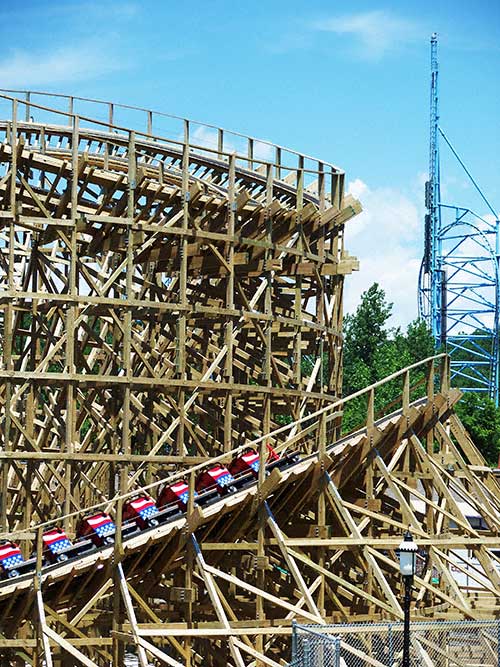 The New For 2008 Evel Knievel Rollercoaster at Six Flags St. Louis, Eureka, Missouri