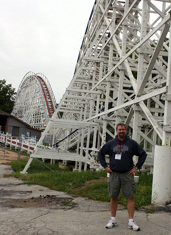 The Screaming Eagle Roller Coaster walk back during the Daredevil Daze Enthusiast Event at Six Flags St. Louis, Eureka, Missouri