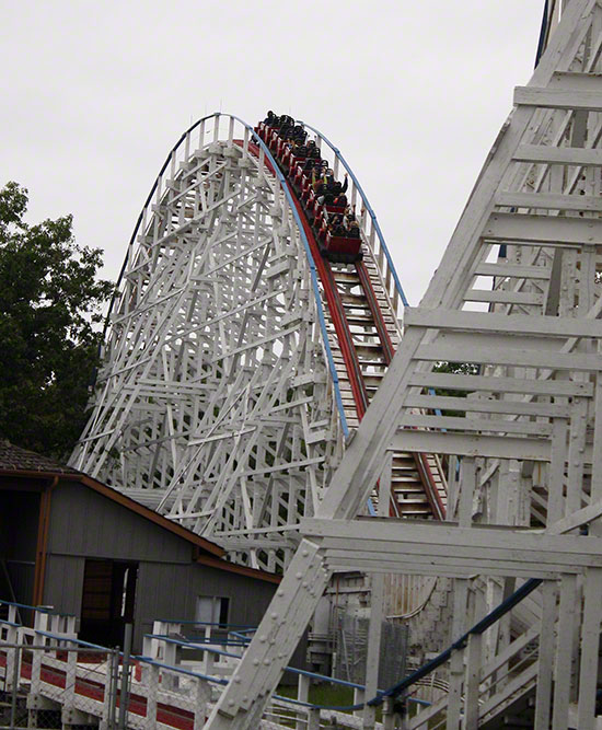 The Screaming Eagle Roller Coaster walk back during the Daredevil Daze Enthusiast Event at Six Flags St. Louis, Eureka, Missouri