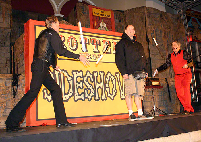 The Rotten Brothers Sideshow during Fright Fest at Six Flags St. Louis, Eureka, Missouri