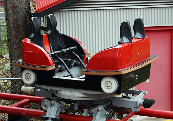 The Pandemonium (Formerly Tony Hawk's Big Spin) roller coaster at Six Flags St. Louis, Eureka, Missouri