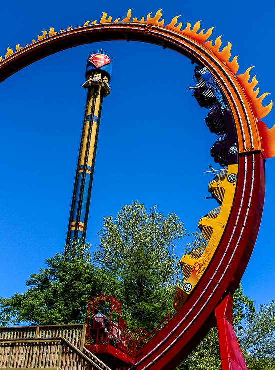 The new For 2016 Fireball coaster loop ride at Six Flags St. Louis, Eureka, Missouri