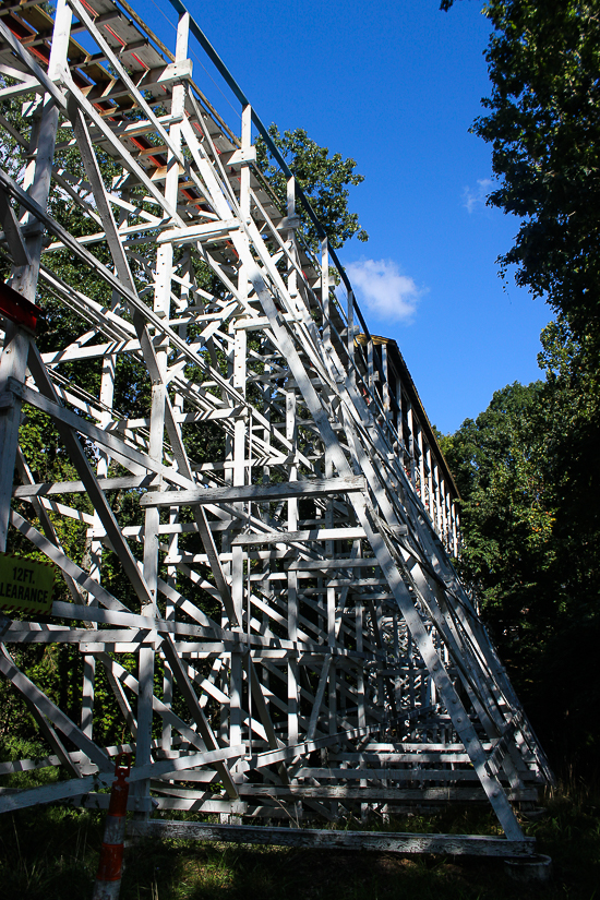 The Screamin' Eagle roller coaster during Daredevil Daze at Six Flags St. Louis, Eureka, Missouri