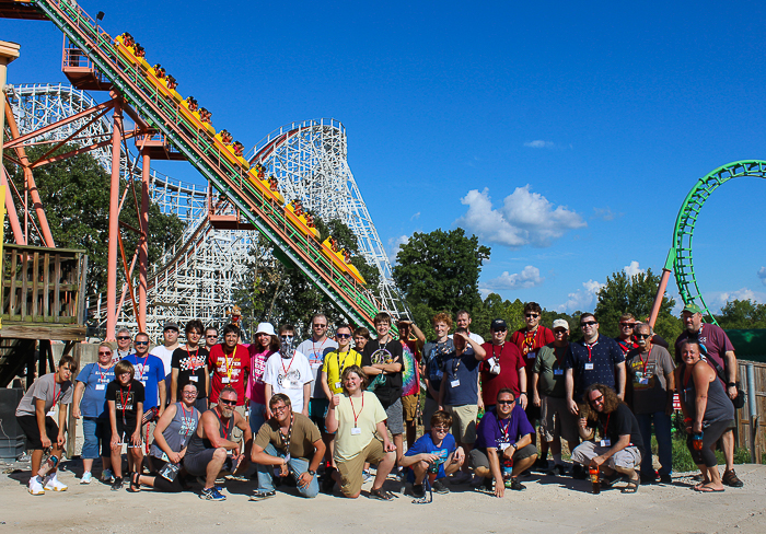 The Screamin' Eagle roller coaster during Daredevil Daze at Six Flags St. Louis, Eureka, Missouri