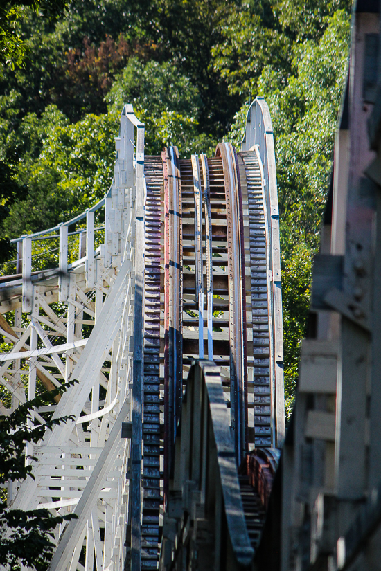 The Screamin' Eagle roller coaster during Daredevil Daze at Six Flags St. Louis, Eureka, Missouri