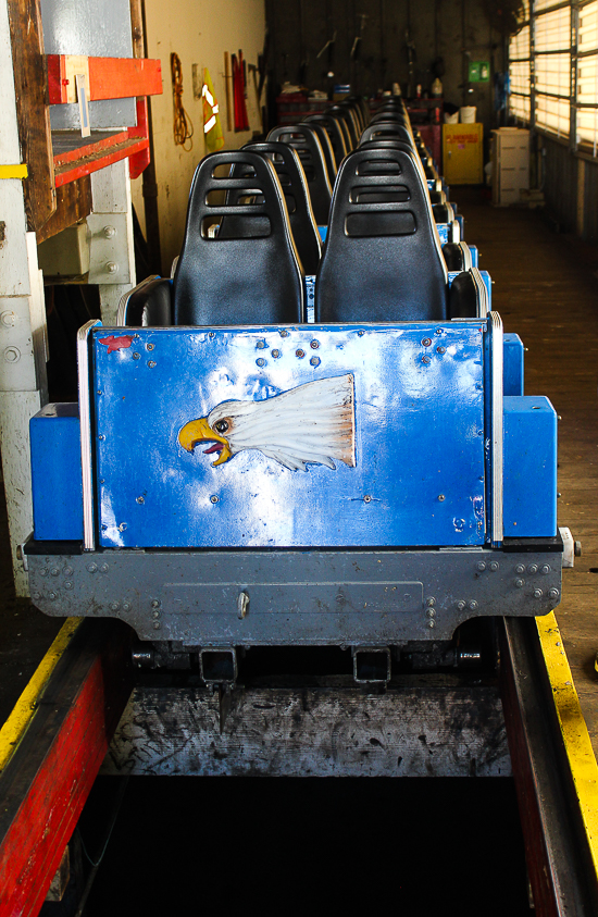 The Screamin' Eagle roller coaster during Daredevil Daze at Six Flags St. Louis, Eureka, Missouri