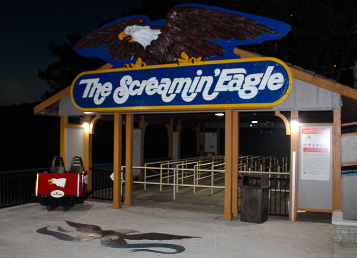 The Screamin' Eagle roller coaster at Daredevil Daze at Six Flags St. Louis, Eureka, Missouri