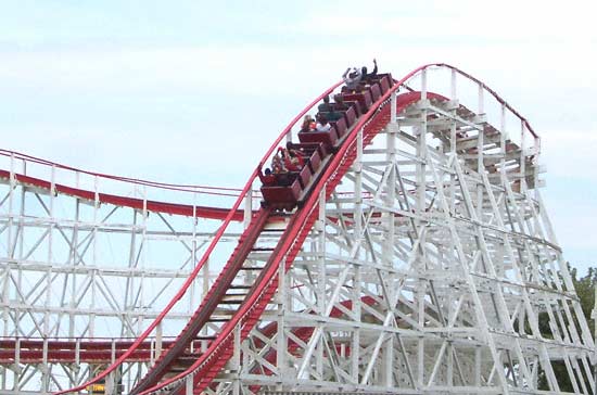 The Tornado Wooden Rollercoaster at Strickers Grove, Hamilton, Ohio