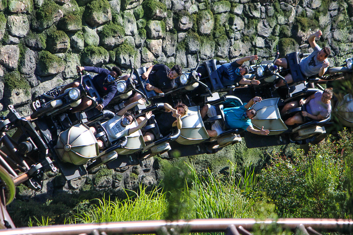 Hagrid's Magical Creature Motorbike Adventure roller coaster at The Wizzarding World of Harry Potter:  Hogsmeade at Universal's Islands of Adventure, Orlando, Florida