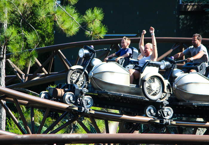 Hagrid's Magical Creature Motorbike Adventure roller coaster at The Wizzarding World of Harry Potter:  Hogsmeade at Universal's Islands of Adventure, Orlando, Florida