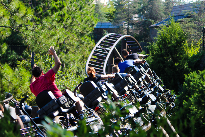 Hagrid's Magical Creature Motorbike Adventure roller coaster at The Wizzarding World of Harry Potter:  Hogsmeade at Universal's Islands of Adventure, Orlando, Florida