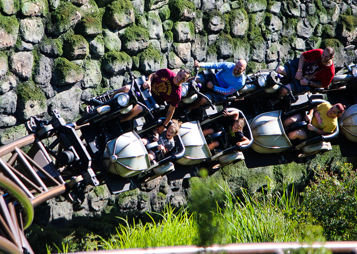 Hagrid's Magical Creature Motorbike Adventure roller coaster at The Wizzarding World of Harry Potter:  Hogsmeade at Universal's Islands of Adventure, Orlando, Florida