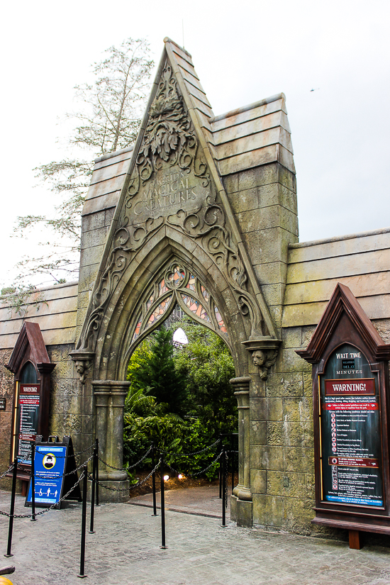 Hagrid's Magical Creature Motorbike Adventure roller coaster at The Wizzarding World of Harry Potter:  Hogsmeade at Universal's Islands of Adventure, Orlando, Florida