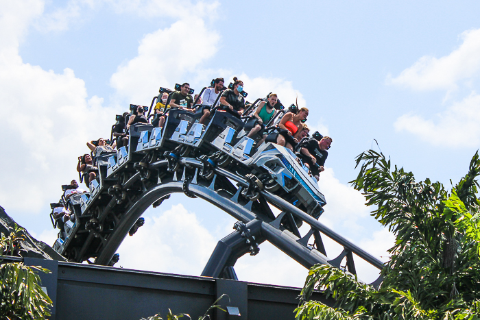 The completely terrifying Velocicoaster launched themed new for 2021 rollercoaster at Universal's Islands of Adventure, Orlando, Florida