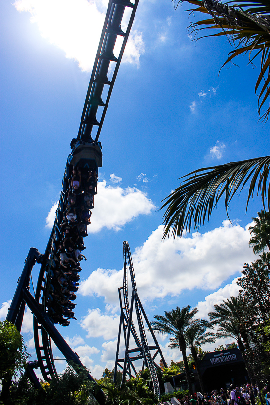 The completely terrifying Velocicoaster launched themed new for 2021 rollercoaster at Universal's Islands of Adventure, Orlando, Florida