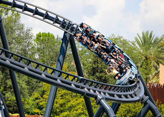 The completely terrifying Velocicoaster launched themed new for 2021 rollercoaster at Universal's Islands of Adventure, Orlando, Florida