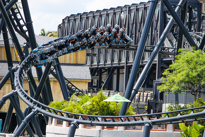 The completely terrifying Velocicoaster launched themed new for 2021 rollercoaster at Universal's Islands of Adventure, Orlando, Florida