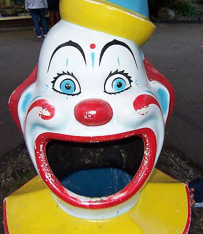 A Killer Clown Trashcan at Waldameer Park, Erie Pennsylvania