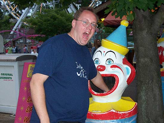 Me and a Killer Clown Trashcan at Waldameer Park, Erie Pennsylvania