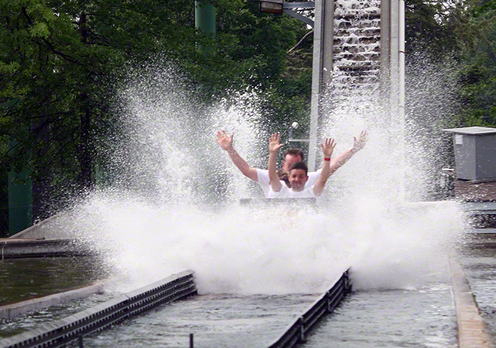 The Thunder River Log Flume at Waldameer Amusement Park, Erie, Pennsylvania