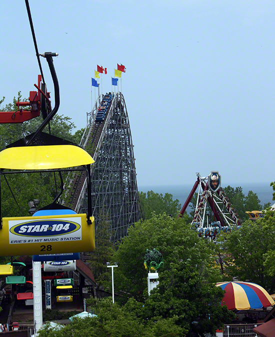 The Ravine Flyer 2 Roller Coaster at Waldameer Amusement Park, Erie, Pennsylvania