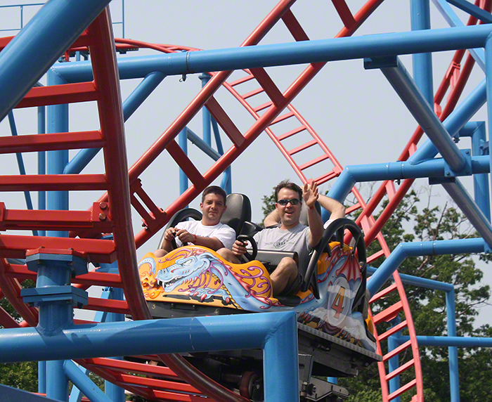 The Steel Dragon Spinning Roller Coaster at Waldameer Amusement Park, Erie, Pennsylvania