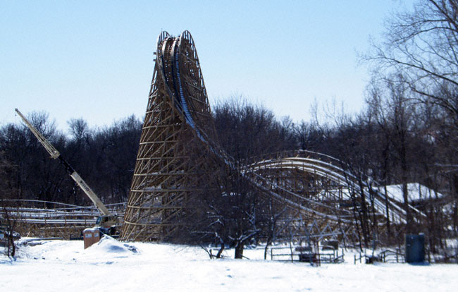 Prowler, the new for 2009 Wooden Coaster at Worlds of Fun, Kansas City, Missouri